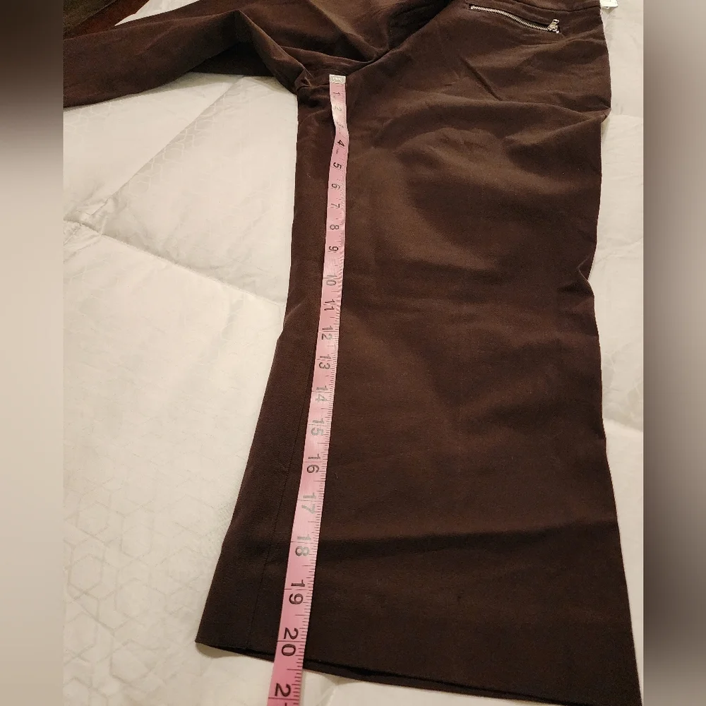 Alfani Womens Capri Pants Mid Rise Zipper Pockets Cotton Blend Brown Size 12P - Picture 6 of 6